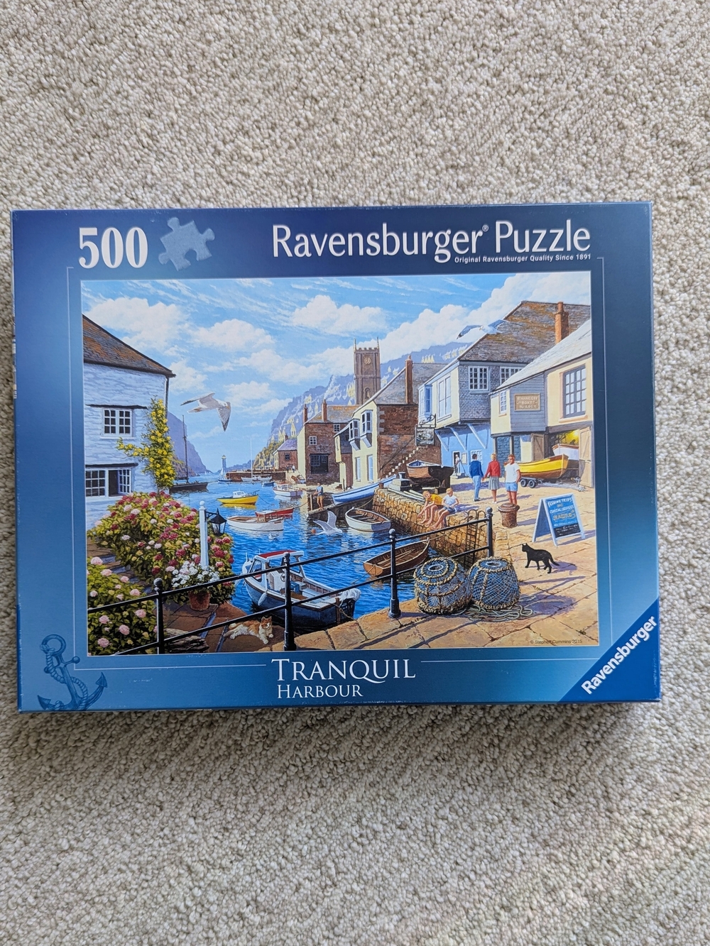Ravensburger Tranquil Harbour 500 Piece Jigsaw Puzzle Coastal Village Nautical